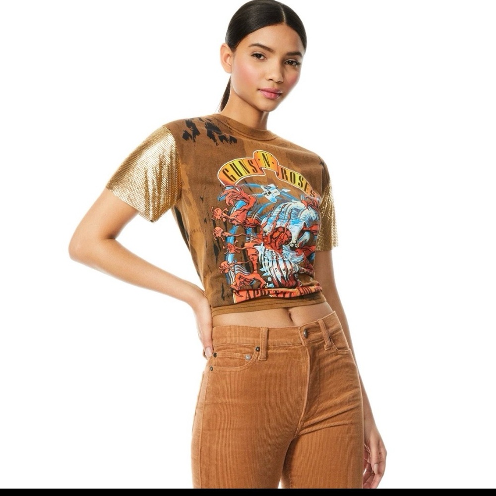 ALICE + OLIVIA TARI GUNS N ROSES CHAINMAIL TEE SIZE XS/S.